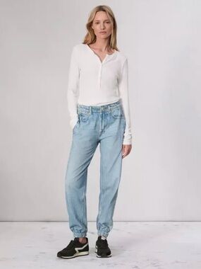 Rag & Bone Miramar Denim-Print Joggers, SZ Medium